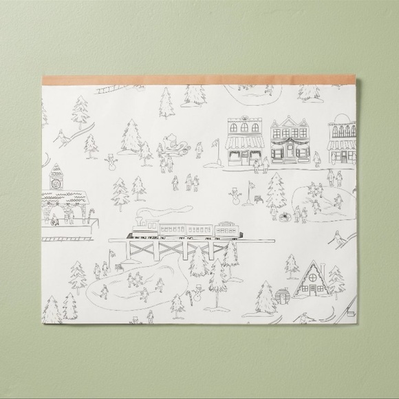 24ct Winter Village Scene Disposable Paper Coloring Placemats Black/White - Picture 1 of 3